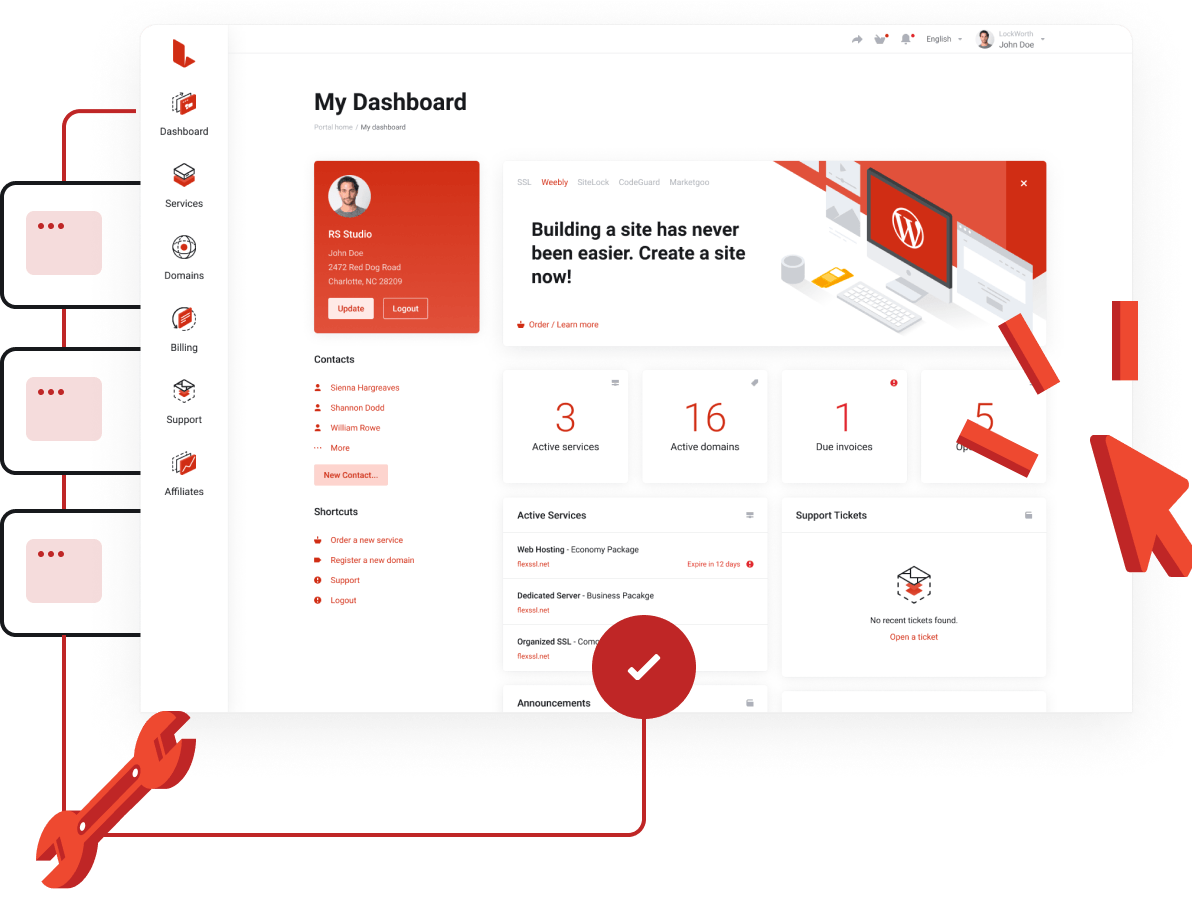 Web Hosting, Domain Registeration, WordPress & More - Super easy control panel to manage all your services